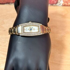 Vintage Waltham Women's Tank Stainless Steel Watch With Crystal Lined Bezel Runs